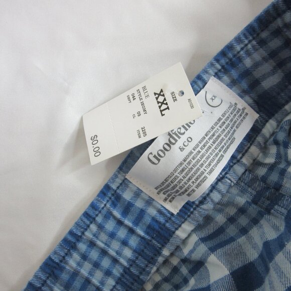 Goodfellow & Co Flannel Pajamas Men's Blue White Plaid 100% Cotton NWT Size XXL - Picture 8 of 8